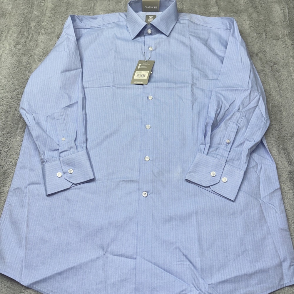 Stacy Adams Dress Shirt Mens 17-17.5/34-35 Blue Classic Fit NWT Plz Read